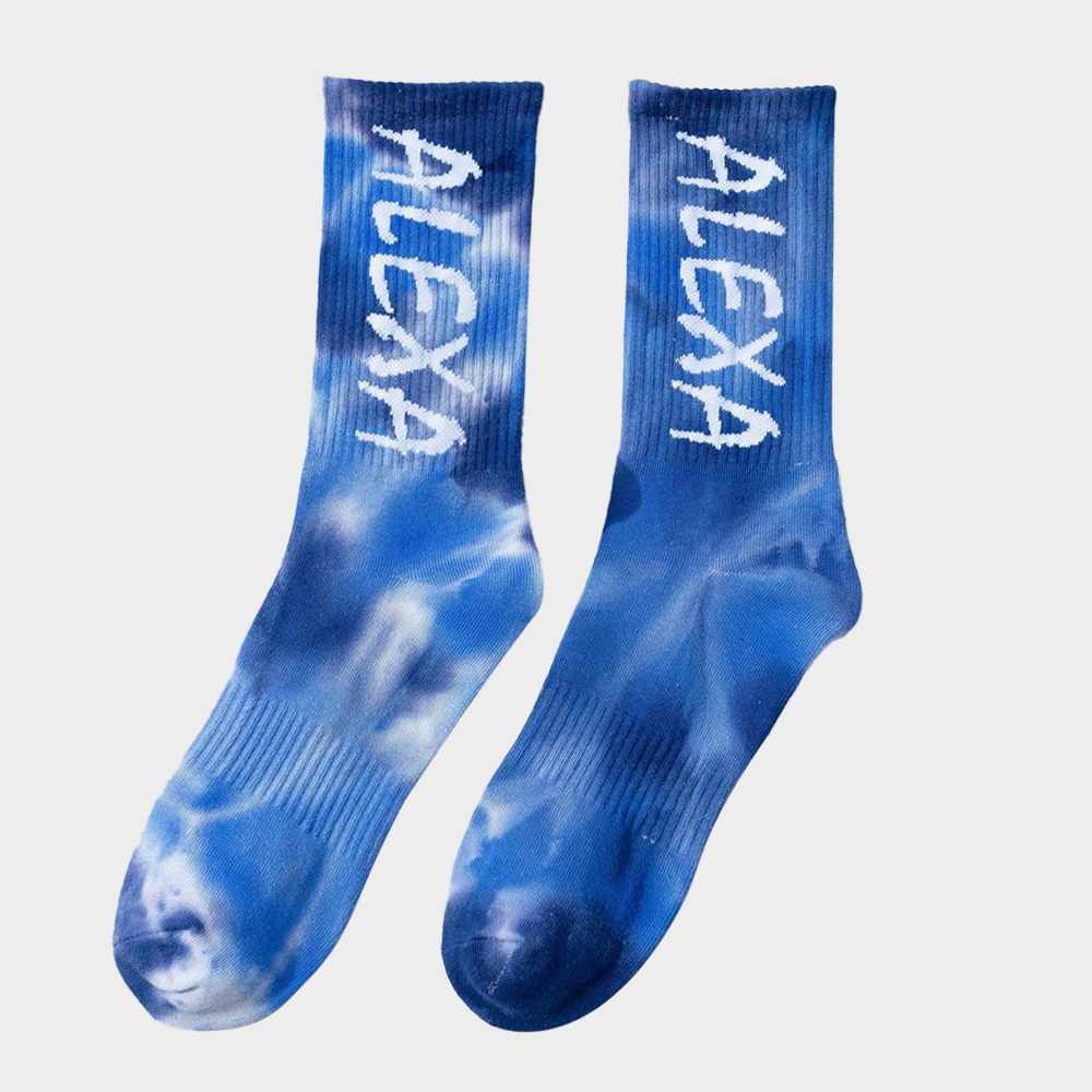 Men Letter Graphic Tie Dye Socks